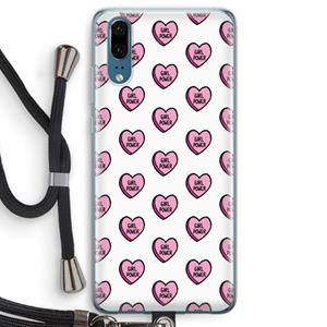 CaseCompany GIRL POWER: Huawei P20 Transparant Hoesje met koord