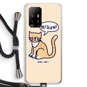 CaseCompany Miauw: Oppo A94 5G Transparant Hoesje met koord
