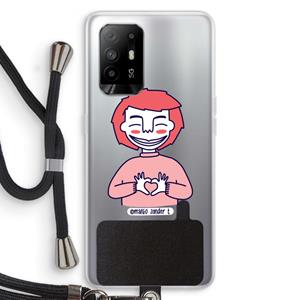 CaseCompany Hartje: Oppo A94 5G Transparant Hoesje met koord