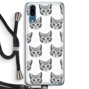CaseCompany Kitten: Huawei P20 Transparant Hoesje met koord
