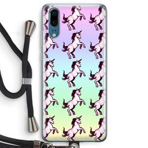 CaseCompany Musketon Unicorn: Huawei P20 Transparant Hoesje met koord