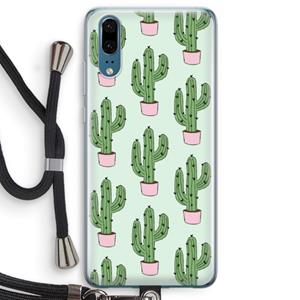 CaseCompany Cactus Lover: Huawei P20 Transparant Hoesje met koord