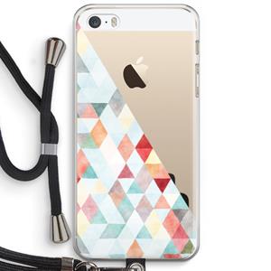 CaseCompany Gekleurde driehoekjes pastel: iPhone 5 / 5S / SE Transparant Hoesje met koord