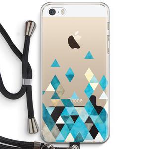 CaseCompany Gekleurde driehoekjes blauw: iPhone 5 / 5S / SE Transparant Hoesje met koord