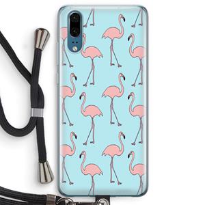 CaseCompany Anything Flamingoes: Huawei P20 Transparant Hoesje met koord