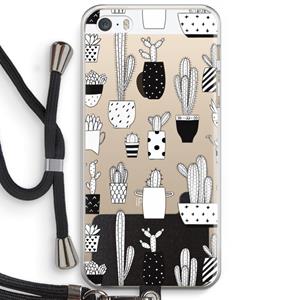 CaseCompany Cactusmotief: iPhone 5 / 5S / SE Transparant Hoesje met koord