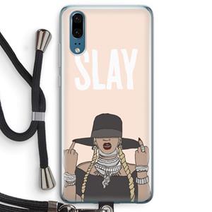 CaseCompany Slay All Day: Huawei P20 Transparant Hoesje met koord