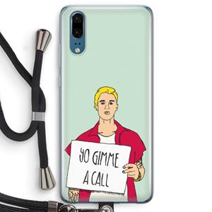 CaseCompany Gimme a call: Huawei P20 Transparant Hoesje met koord