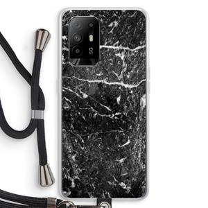 CaseCompany Zwart marmer: Oppo A95 5G Transparant Hoesje met koord