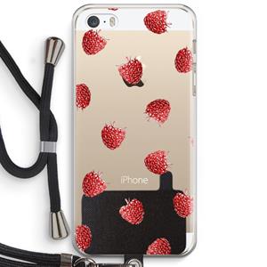 CaseCompany Framboosjes: iPhone 5 / 5S / SE Transparant Hoesje met koord