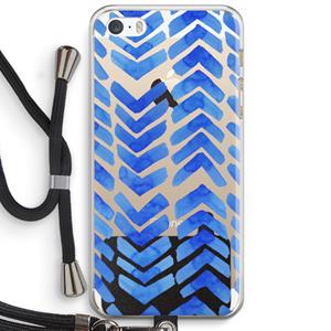 CaseCompany Blauwe pijlen: iPhone 5 / 5S / SE Transparant Hoesje met koord
