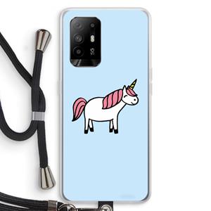 CaseCompany Eenhoorn: Oppo A95 5G Transparant Hoesje met koord
