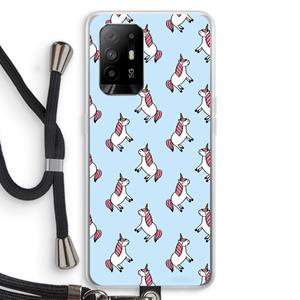 CaseCompany Eenhoorns overal: Oppo A95 5G Transparant Hoesje met koord