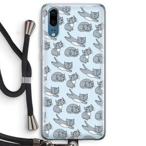 CaseCompany Poezen: Huawei P20 Transparant Hoesje met koord