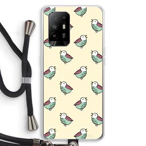 CaseCompany Vogeltjes: Oppo A95 5G Transparant Hoesje met koord