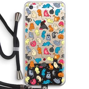 CaseCompany Kleurrijke katten: iPhone 5 / 5S / SE Transparant Hoesje met koord