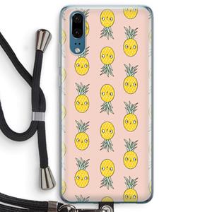 CaseCompany Ananas: Huawei P20 Transparant Hoesje met koord