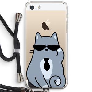 CaseCompany Cool cat: iPhone 5 / 5S / SE Transparant Hoesje met koord