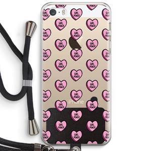 CaseCompany GIRL POWER: iPhone 5 / 5S / SE Transparant Hoesje met koord