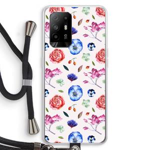 CaseCompany Bloemetjes: Oppo A95 5G Transparant Hoesje met koord