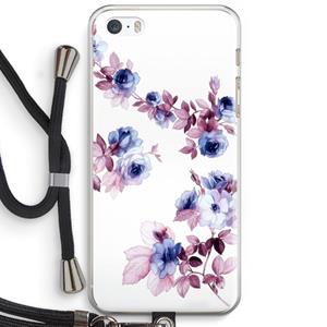 CaseCompany Waterverf bloemen: iPhone 5 / 5S / SE Transparant Hoesje met koord