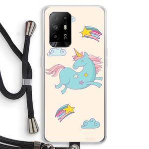 CaseCompany Vliegende eenhoorn: Oppo A95 5G Transparant Hoesje met koord