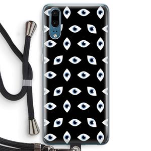 CaseCompany Eyes pattern: Huawei P20 Transparant Hoesje met koord