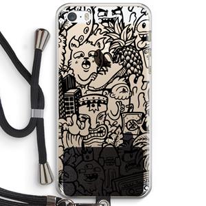 CaseCompany Vexx Black Mixtape: iPhone 5 / 5S / SE Transparant Hoesje met koord