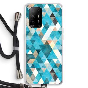 CaseCompany Gekleurde driehoekjes blauw: Oppo A95 5G Transparant Hoesje met koord