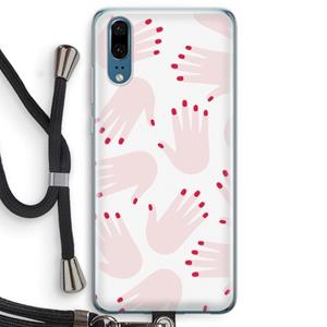 CaseCompany Hands pink: Huawei P20 Transparant Hoesje met koord