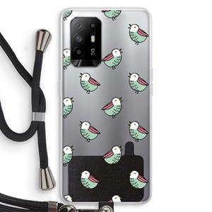 CaseCompany Vogeltjes: Oppo A95 5G Transparant Hoesje met koord