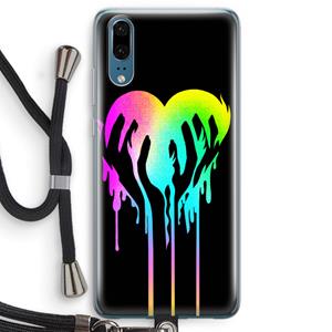 CaseCompany Hold My Heart: Huawei P20 Transparant Hoesje met koord