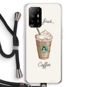 CaseCompany But first coffee: Oppo A95 5G Transparant Hoesje met koord