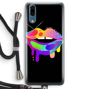 CaseCompany Lip Palette: Huawei P20 Transparant Hoesje met koord