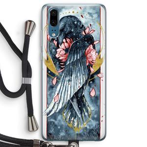 CaseCompany Golden Raven: Huawei P20 Transparant Hoesje met koord