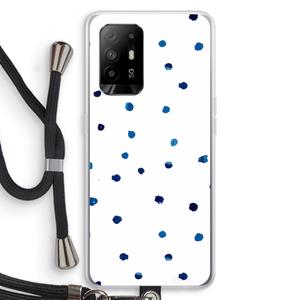 CaseCompany Blauwe stippen: Oppo A95 5G Transparant Hoesje met koord