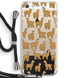 CaseCompany Alpacas: iPhone 5 / 5S / SE Transparant Hoesje met koord