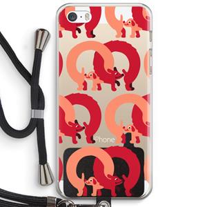 CaseCompany Dogs: iPhone 5 / 5S / SE Transparant Hoesje met koord