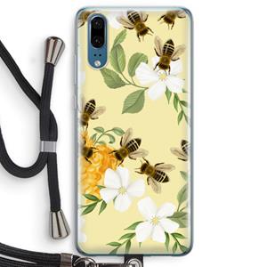 CaseCompany No flowers without bees: Huawei P20 Transparant Hoesje met koord