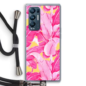 CaseCompany Pink Banana: Oppo Find X3 Neo Transparant Hoesje met koord