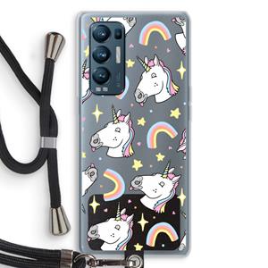 CaseCompany Rainbow Unicorn: Oppo Find X3 Neo Transparant Hoesje met koord