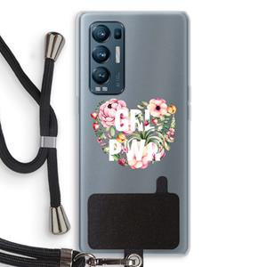 CaseCompany GRL PWR Flower: Oppo Find X3 Neo Transparant Hoesje met koord