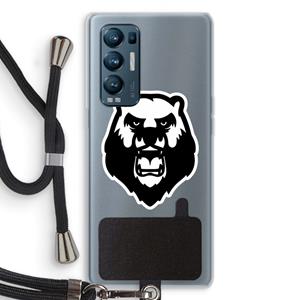 CaseCompany Angry Bear (white): Oppo Find X3 Neo Transparant Hoesje met koord