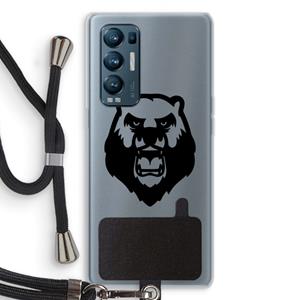 CaseCompany Angry Bear (black): Oppo Find X3 Neo Transparant Hoesje met koord