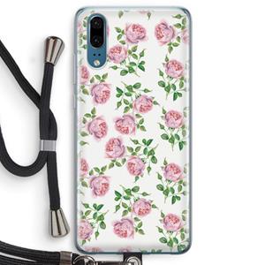 CaseCompany Kleine roosjes: Huawei P20 Transparant Hoesje met koord