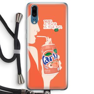 CaseCompany Peach please!: Huawei P20 Transparant Hoesje met koord