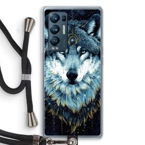 CaseCompany Darkness Wolf: Oppo Find X3 Neo Transparant Hoesje met koord