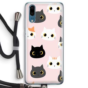CaseCompany Katten: Huawei P20 Transparant Hoesje met koord