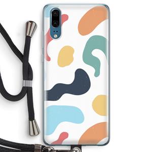 CaseCompany Memphis Shapes Blue: Huawei P20 Transparant Hoesje met koord