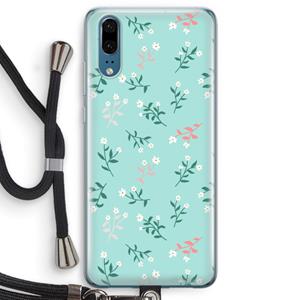 CaseCompany Small white flowers: Huawei P20 Transparant Hoesje met koord
